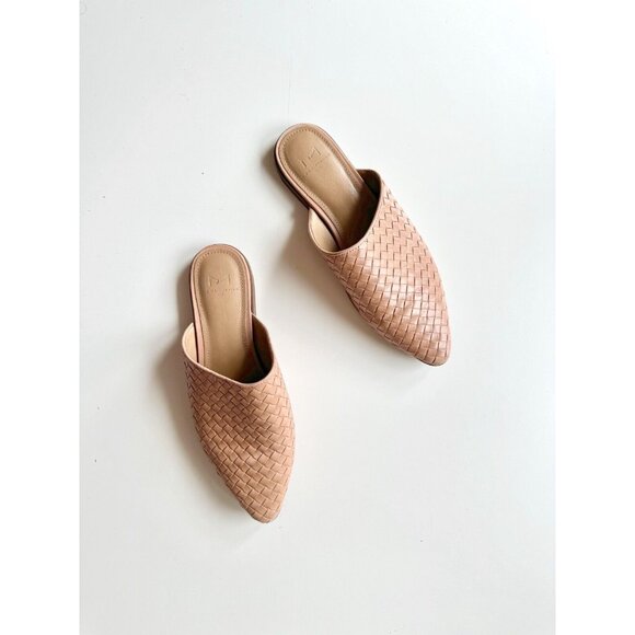 Marc Fisher Shoes - MARC FISHER Garren Tan Leather Woven Pointed Toe Slides Mules Flats, Size 6.5